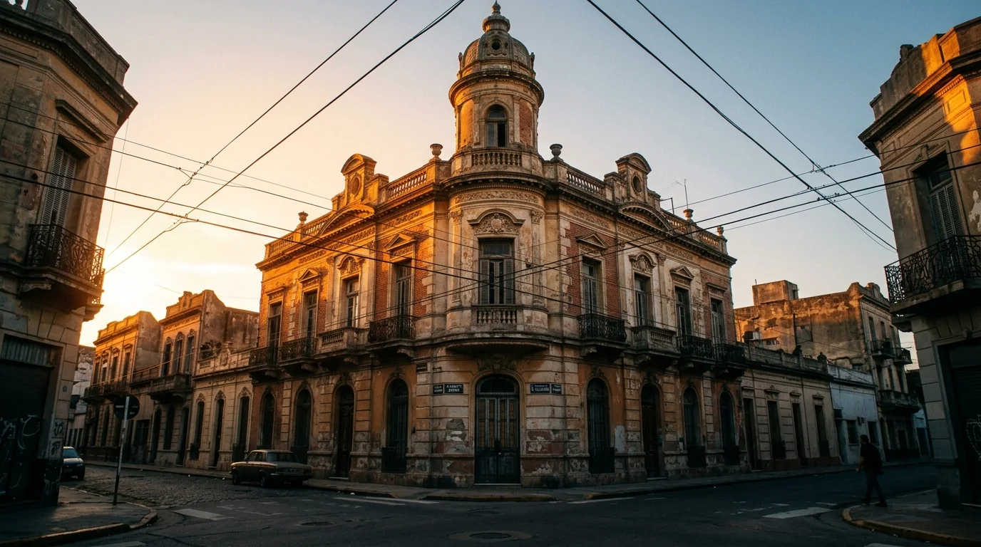 Edificio de estilo ecléctico conocido como la Torre del Fantasma en la esquina de Villafañe y Almirante Brown, La Boca.
