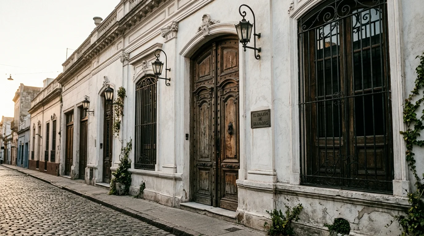 Fachada restaurada del siglo XIX de El Zanjón de Granados en el barrio de San Telmo, Buenos Aires.